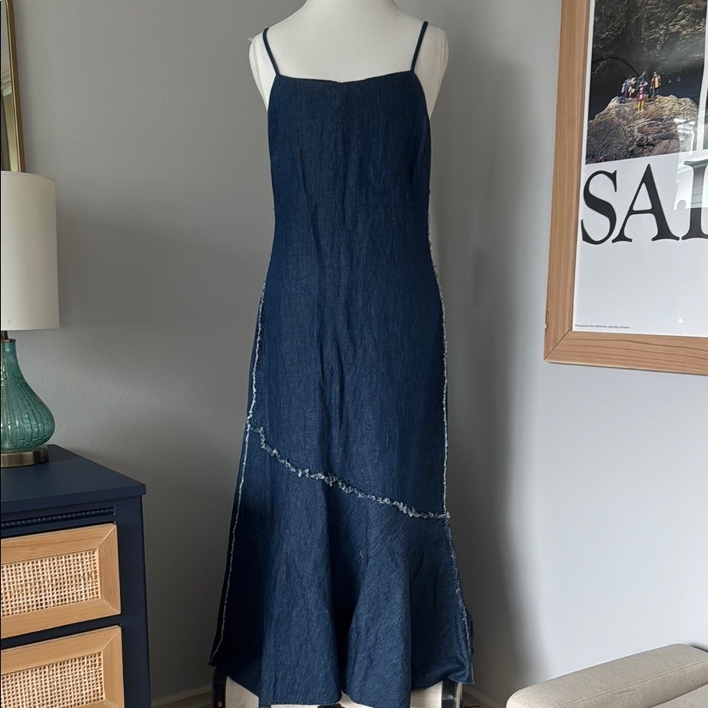 ZARA Denim Spaghetti Strap Maxi Sundress